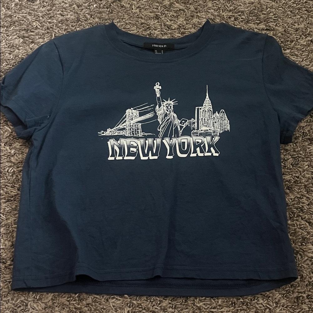 Forever 21 Navy Graphic New York Short Sleeve Tee